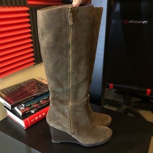 Franco Sarto Olive Suede Wedge Boots, Size 7